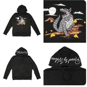 Raised by Wolves Black Sweatshirt Hoodie. Logo Stitched on Back and Hood.Size XL